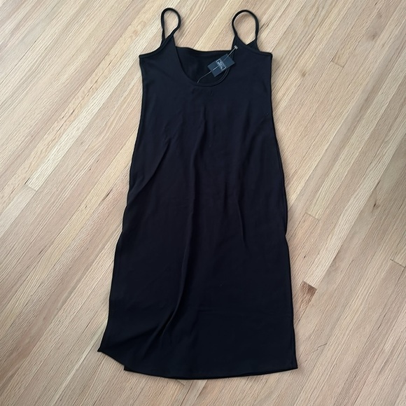 NWT Abercrombie & Fitch Black Spaghetti Strap Midi Dress with Slit Medium Petite - Picture 6 of 12
